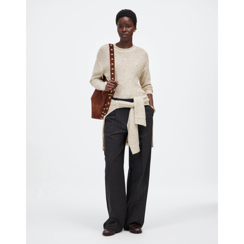 MADEWELL Ribbed Alpaca-Blend
Crewneck Sweater in Heather Stone S